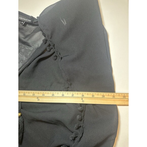 Club Z Collection Black Pom Pom Sheer‎ Swim Cover-Up Short Sleeve MEDIUM - Picture 13 of 13